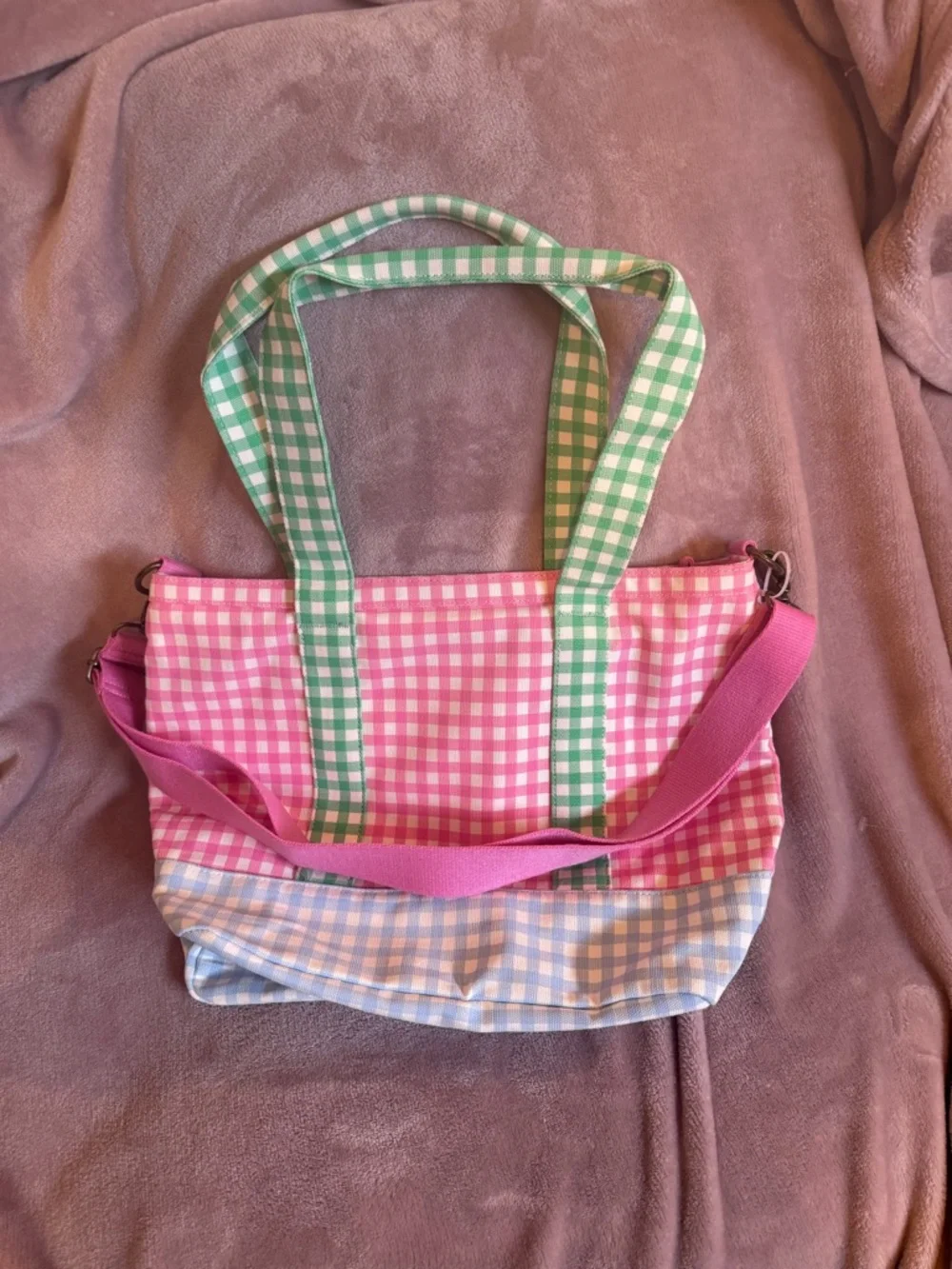 POLO RALPH LAUREN Kids' Gingham Big Pony Cotton Canvas Tote In Multi